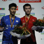 Chou Tien Chen (left) stands next to Angus Ng Ka Long during the award ceremony. (photo: C Pauli)
