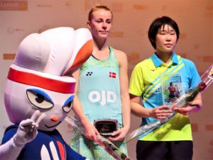 Shiori Saito and Mia Blichfeldt pose during the Orleans Masters medal ceremony. (photo: BWF)