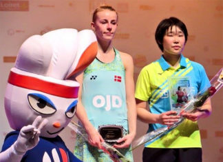 Shiori Saito and Mia Blichfeldt pose during the Orleans Masters medal ceremony. (photo: BWF)