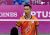 Lee Chong Wei wins an easy match in the first tie of 2018 Commonwealth Games mixed team event. (photo: Bernama)