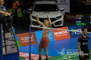 Lin Dan beats Jonatan Christie to win his career 65th singles title at 2018 New Zealand Open. (photo: New Zealand Open)