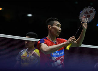 Lee Chong Wei beats Anthony Sinisuka Ginting in the Thomas Cup quarter-finals. (photo: AFP)