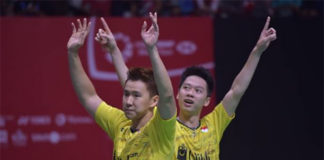 Marcus Fernaldi Gideon/Kevin Sanjaya Sukamuljo have eyes on Asian Games. (photo: AP)