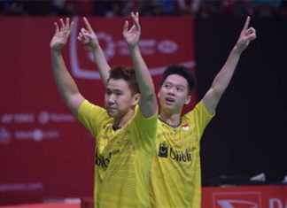 Marcus Fernaldi Gideon/Kevin Sanjaya Sukamuljo have eyes on Asian Games. (photo: AP)