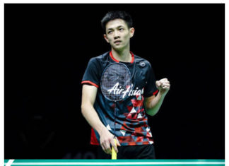 Daren Liew injures his ankle in the 2018 World Championships quarter-finals. (photo AFP)