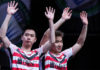 Marcus Fernaldi Gideon/Kevin Sanjaya Sukamuljo hoping to put up a good show in front of home crowd at the 2018 Asian Games. (photo: AFP)