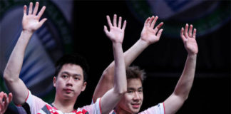 Marcus Fernaldi Gideon/Kevin Sanjaya Sukamuljo hoping to put up a good show in front of home crowd at the 2018 Asian Games. (photo: AFP)