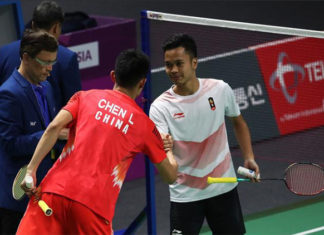 Anthony Sinisuka Ginting beats Chen Long in Asian Games quarter-finals.