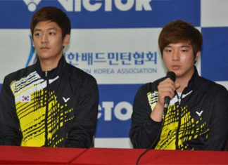 Lee Yong Dae (left) /Kim Gi Jung make return to competitive badminton. (photo: BWF)