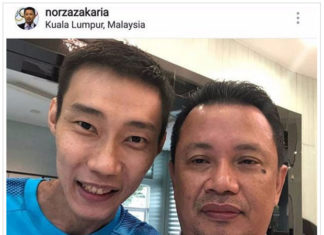 Norza Zakaria (R) takes selfie with the joyful and upbeat Lee Chong Wei. (photo: Norza Zakaria's Instagram)