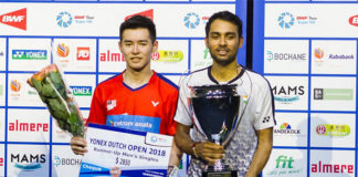 Cheam June Wei (L) poses for picture with Sourabh Verma. (photo: Dutch Open)