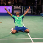 Subhankar Dey falls to his knees after beating Rajiv Ouseph in the SaarLorLux Open final. (photo: SaarLorLux Open)