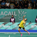 Michelle Li in action during the final match. (photo: AFP)