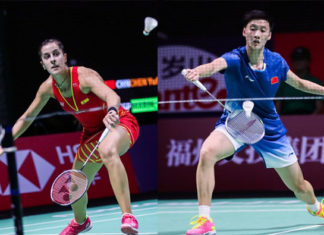 Chen Yufei (R) finally earns a win against Olympic Champion Carolina Marin. (photo: AFP)