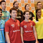 Kidambi Srikanth, Tan Wee Kiong, Carolina Marin, P V Sindhu, Viktor Axelsen are the big names playing in 2018/2019 Premier Badminton League (front row, from left). (photo: PTI)