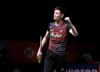 Daren Liew is pumped up after taming Shi Yuqi in Malaysia Masters quarter-final. (photo: Bernama)