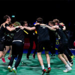 Germany’s team members celebrate their 2019 European Mixed Team Badminton Championships semi-final win against Russia. (photo: Badminton Europe)