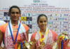 Saina Nehwal defeats PV Sindhu (L) to retain the 2019 India National Badminton Championship title. (photo: BAI Media)