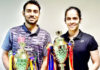 Sourabh Verma (L) and Saina Nehwal win the India national championships last Saturday. (photo: BAI)