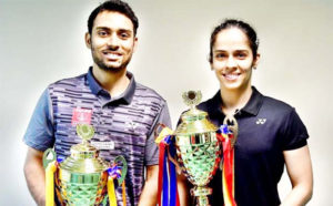 Sourabh Verma (L) and Saina Nehwal win the India national championships last Saturday. (photo: BAI)