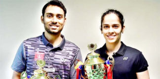 Sourabh Verma (L) and Saina Nehwal win the India national championships last Saturday. (photo: BAI)