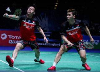 Marcus Gideon/Kevin Sukamuljo ousted in day of upsets at the 2019 All England. (photo: Shi Tang/Getty Images)