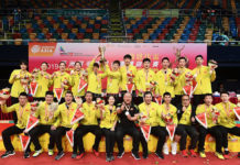 China celebrate after defeating Japan 3-2 in the 2019 Asia Mixed Team Championships. (photo: Badminton Asia)