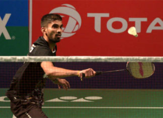 Kidambi Srikanth makes strong comeback to beat Vincent Wong Wing Ki in India Open first round. (photo: Mohd Zakir/Hindustan Times/Getty Images)