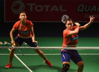 Chow Mei Kuan/Lee Meng Yean one win away from clinching the India Open. (photo: Money Sharma/Afp/Getty Images)