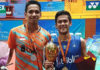 Firman Abdul Kholik wins Vietnam International Challenge Firman Abdul Kholik (R) poses for pictures together with Chico Aura Dwi Wardoyo after winning the 2019 Vietnam International Challenge. (photo: PBSI)