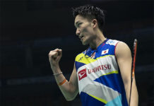 Kento Momota is on course to defend the Badminton Asia Championships title. (photo: Xinhua)