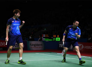 Aaron Chia/Soh Wooi Yik to meet Marcus Fernaldi Gideon/Kevin Sanjaya Sukamuljo in the 2019 Japan Open quarter-finals. (photo: Robertus Pudyanto/Getty Images)