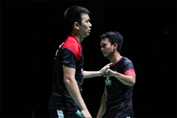 Mohammad Ahsan/Hendra Setiawan are one win away from their third world championships as a pair. (photo: Shi Tang/Getty Images)