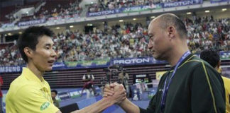 Li Mao (R) re-join the Chinese Badminton Association as their men’s singles coach. (photo: AFP)
