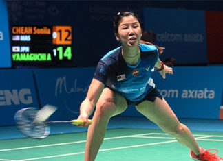 Soniia Cheah upsets Akane Yamaguchi in Fuzhou. (photo: AFP)