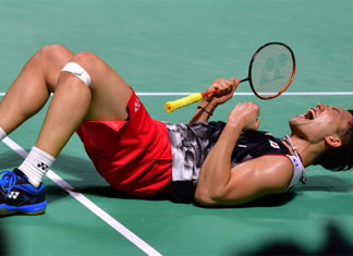 Kento Momota wins his 10th title of 2019 at Fuzhou China Open. (photo: Xinhua)