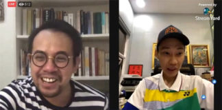 Lee Chong Wei (R) connects with Steven Sim on Facebook live. (photo: Lee Chong Wei's Facebook)