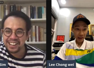 Lee Chong Wei (R) connects with Steven Sim on Facebook live. (photo: Lee Chong Wei's Facebook)