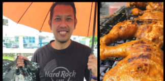 Roslin Hashim delivers roast chicken to his customers. (photo: Roslin Hashim's Facebook - https://www.facebook.com/abe.lin.98)