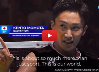 Kento Momota steps up to help fight coronavirus in Japan. (photo: screenshot from P&G video)