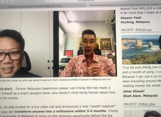Scammers are pretending to be Lee Chong Wei to sell get-rich-quick schemes. (photo: Lee Chong Wei's Facebook)