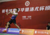 Chen Long takes the Fighting Dragon team over the Eagle team in the Thomas Cup simulation. (photo: Xinhua)