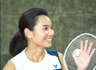 Tai Tzu Ying is having a lot of fun in a Taiwanese TV show. (photo: JohnsonfitnessTW)