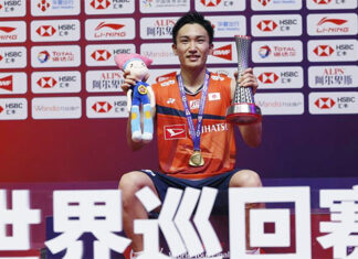 Kento Momota wins the 2019 World Tour Finals in Guangzhou, China, on Dec. 15, 2019. (photo: Xinhua)