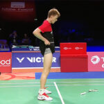 Anders Antonsen pulls up his shorts as soon as winning the 2020 Denmark Open title.