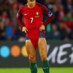 Cristiano Ronaldo pulls up shorts before free-kick. (photo: Getty)