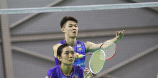 Lee Zii Jia and Lai Pei Jing play mixed doubles at the BAM Mixed Team Championships. (photo: How Kt)