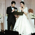 Happy Son Wan Ho and Sung Ji Hyun at their wedding ceremony. (photo: Instagram)