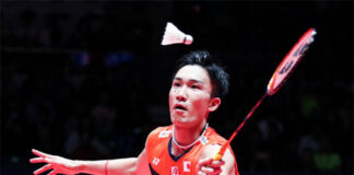 Kento Momota returns to practice following coronavirus illness. (photo: Zhong Zhi/Getty Images)