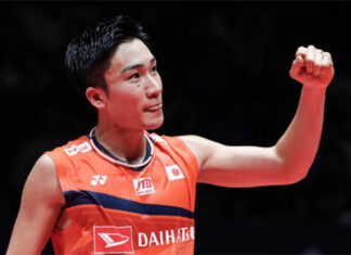 Kento Momota talks about his own experience on the 10th Anniversary of the Tohoku Earthquake and Tsunami. (photo: Zhong Zhi/Getty Images)
